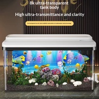 Aquarium écologique rectangulaire moyen en plastique pour salon, avec filtration et oxygénation intégrées, nouveau modèle 2025, boîte de rangement domestique