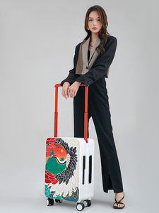 MAYERTRIP Original Hand-Painted Luggage Graffiti Wide-Handle PC Frame Spinner <strong>Suitcase</strong> [Crane][Deer] Custom Cartoon <strong>Light</strong> <strong>Weight</strong> - Product Image 5