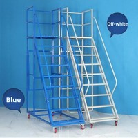 Plateforme mobile et échelle escamotable en acier au carbone pour rayonnage de supermarché, avec échelle détachable et roues ultra-silencieuses