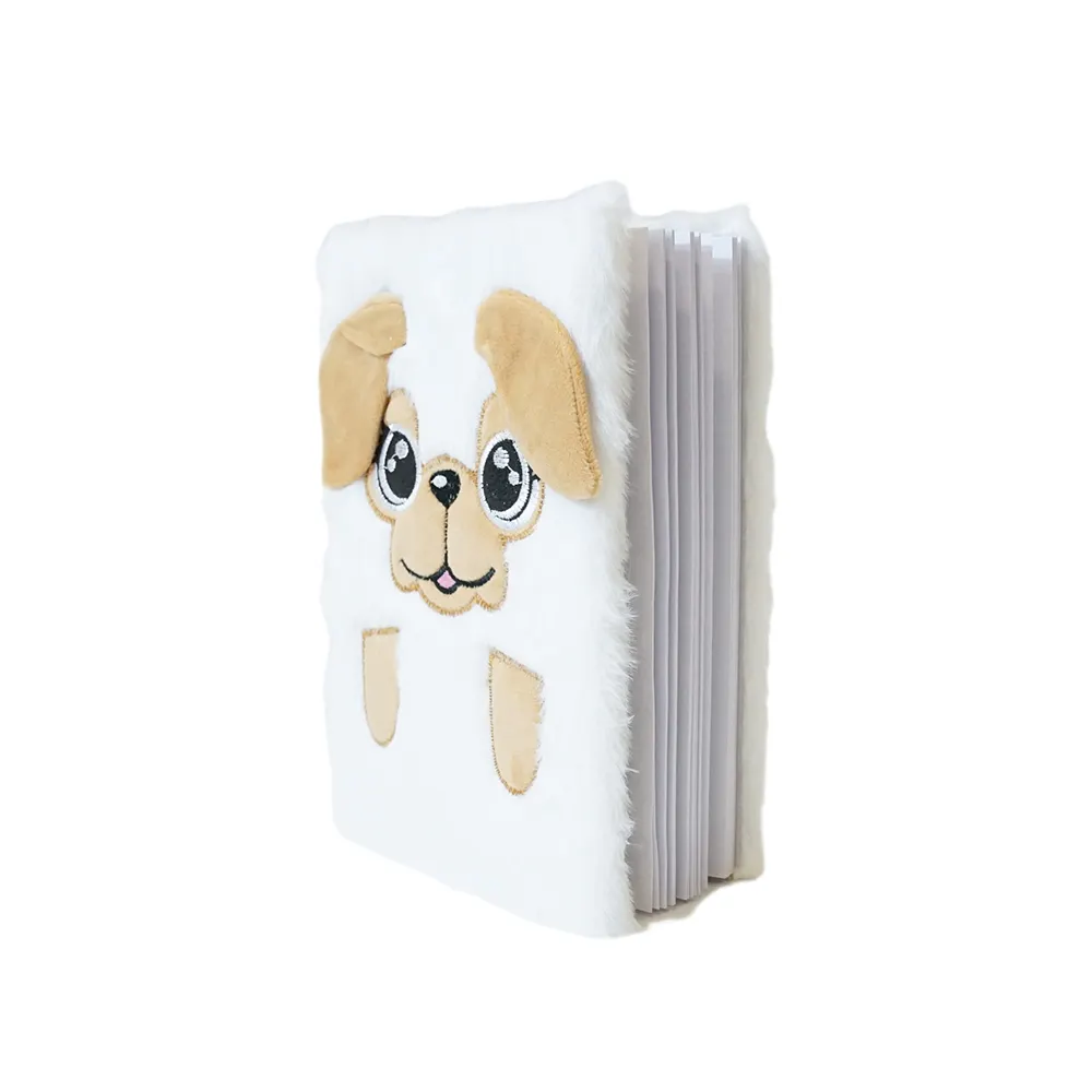 Atacado Dog Colorido Fur Plush Cover Kawii Furry Dairy Student Notebook Para Meninas Crianças
