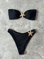 Dropshipping Starfish Brésilien Biquini Bandeau Rembourré String Maillot de bain Femme Taille Haute Maillot de bain Femme Noir Micro Bikini