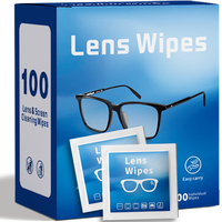 Lingettes jetables pour lunettes, pré-humidifiées, pour le nettoyage des verres optiques, sans alcool
