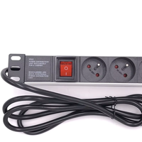 PDU 1U 19 pouces 8 ports type EU/français à montage en rack, unité de distribution d'alimentation en aluminium/plastique