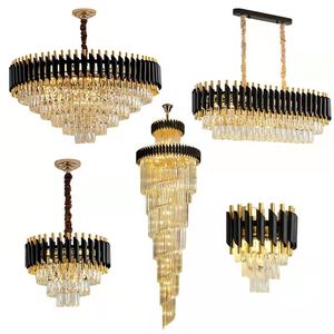 Juego Completo de Lámparas de Cristal para Decoración del Hogar, Estilo Europeo, para Hotel o Apartamento, Nueva Lámpara de Cristal Negra y Dorada con LED <span class=keywords><strong>2022</strong></span> - Product Image 2