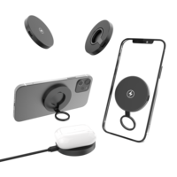 Chargeur sans fil magnétique avec support anneau dissimulé, ultra-mince, portable, plaque de charge magnétique 180 °   Chargeur rapide Rotate Qi pour iPhone