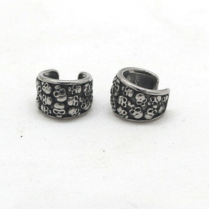Pendientes de plata tibetana con forma de calavera yunnique para hombres y mujeres, estilo Punk, no requiere perforación, diseño geométrico, joyería de moda - Product Image 1