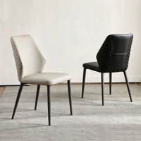 Chaise de salle à manger moderne en cuir matelassé motif griffe de chat, chaise d'appoint rembourrée, chaise à dossier haut avec pieds en acier carbone pour salle à manger, cuisine, hôtel