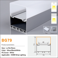 Profilés en aluminium LED polyvalents et efficaces pour l'éclairage intérieur, avec éclairage sur trois côtés et couvercle carré, fabriqués en usine.