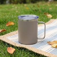 HIGHWIN Tasse à café isotherme en acier inoxydable de 16 oz, à double paroi, avec poignée ergonomique