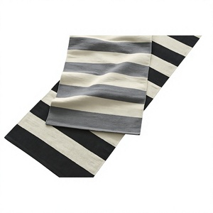 Decorative Swedish Modern Striped Cotton Jacquard Rugs Economical Indoor Outdoor Area Rug Sets Non-Slip Waterproof Reversible - Product Image 1