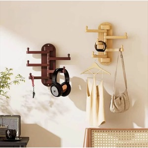 Solid <b>wood</b> rotating wall-mounted <b>coat</b> <b>hooks</b>, Nordic style, suitable for bedrooms, living rooms, and entryways. Convenient - Product Image 1