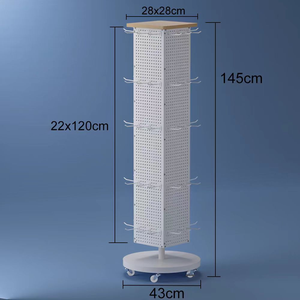 Kim Loại Tùy chỉnh găng tay Pegboard xoay hiển thị đứng với móc kim loại treo với bánh xe Pegboard hiển thị đứng - Product Image 1