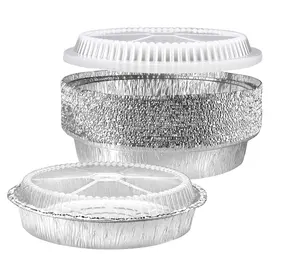 7 Inch Round Disposable Aluminum Foil Pans With Lids For Air Fryer Oven Liner