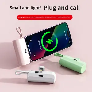Banco de Energía Portátil de 5000 mAh - Diseño de Cápsula con Cable Integrado, Mini Tamaño, Gran Capacidad, Carga Rápida, Fuente de Alimentación Compartida - Product Image 2