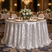 Nappe ronde jacquard à feuilles scintillantes haut de gamme, nappe de luxe pour mariage, banquet d'hôtel, fête d'anniversaire, vente en gros