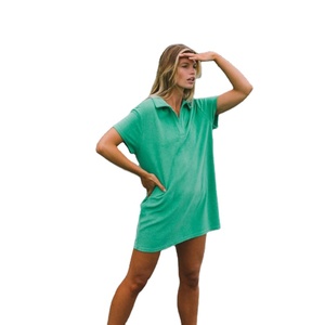 T-shirt Casual da donna in cotone 100% taglie forti in spugna verde elegante e all'ingrosso t-shirt in cotone Over Size - Product Image 1