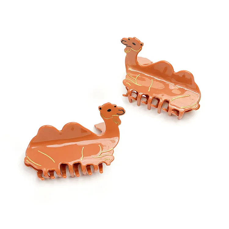 CANYUAN Creative Design 9cm Maroon Camel Shape Acetate Hair Claw Cute Animal Girl Claw Clip Customization