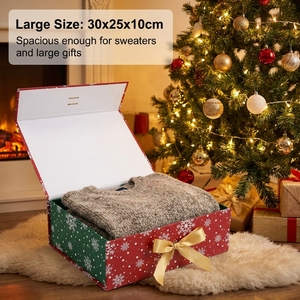 <strong>Christmas</strong> Gift Treat Packaging Recycled Paperboard Rigid <strong>Boxes</strong> with Lids Xmas Party Favor Big <strong>Boxes</strong> with Ribbon Clothes <strong>Present</strong> - Product Image 4