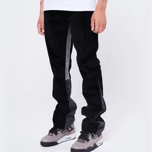 Custom Mens Stacked Flared Sweatpants Loose Patchwork Casual Calças Athletic Streetwear Flares Calças