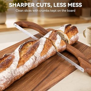 Tabla <span class=keywords><strong>de</strong></span> cortar con cuchillo para pan, juego <span class=keywords><strong>de</strong></span> tabla <span class=keywords><strong>de</strong></span> madera para rebanar pan con cuchillo para cortar en rodajas, tabla <span class=keywords><strong>de</strong></span> charcutería para pan casero <span class=keywords><strong>de</strong></span> masa madre - Product Image 6