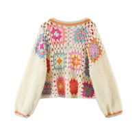 Maßgefertigte OEM & ODM Boho Häkel-Damenstrickjacke Handgemachte Gehäkelte Strickwaren Ponchos Häkel-Strickpullover für Frauen