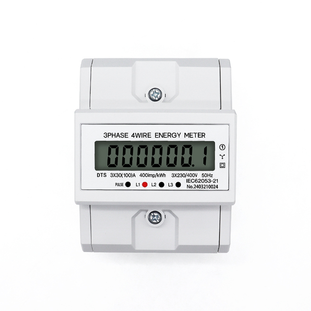 LCD AC Din Rail 230V 3 Phase 4 Wire Energy Meter Power Consumption Monitor kWh Meter Wattmeter 100A 50/60HZ
