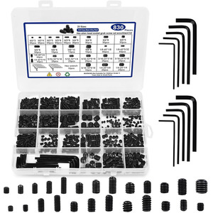 Metric Blackened Alloy Steel Hex Socket Set Screws 830pcs Class 12.9 Grade A Standard Thread Assortment Kit - Product Image 1