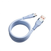 Kabel USB Micro USB Silikon Nylon Lembut 3A Pengisian Cepat Fleksibel Tahan Tekuk untuk Ponsel Android Lama Earphone Digital Kecil