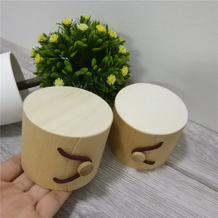 Großhandel Holz rinde Weiche Geschenk box Holz Kleine Runde Birke Fall Holz Wein Tee Süßigkeiten Aufbewahrung boxen