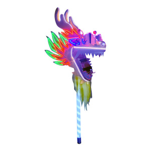 Tête de dragon illuminée par LED avec yeux laser pour spectacle de danse du lion, accessoires décoratifs colorés - Product Image 5