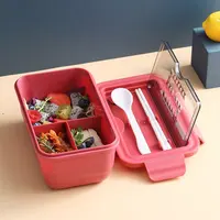 Caixa japonesa de alimento estilo bento para crianças, recipiente para refeição de alimentos, cofre para crianças e adultos, microondas, recipiente para refeição com divisão de alimentos