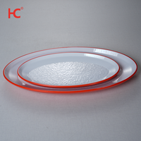 Assiettes en mélamine bicolores écologiques de style nordique pour la restauration, 12, 14, 16, 18 pouces, en stock, vente en gros