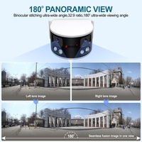 Caméra intelligente Wifi HD 4K 8MP sans fil pour extérieur, détection humaine, double objectif, caméra sans fil 180° °   Grand angle avec fonction d'alarme