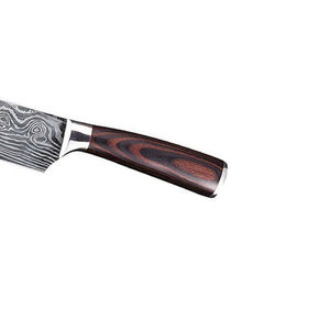 Full Tang Ergonomic Handle Design Kitchen Chef <b>Knife</b> Customizable OEM Damascus Steel Chef <b>Knife</b> with Wooden Handle - Product Image 4