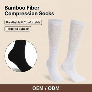 OEM/ODM 3 paires de chaussettes de compression hautes en fibre de bambou, très extensibles, douces, respirantes et anti-transpiration, pour la vie quotidienne, les voyages et le sport - Product Image 1