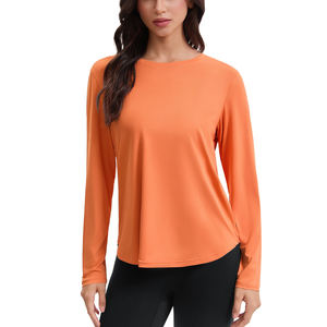 Chemises d'entraînement pour femmes UPF 50 + <span class=keywords><strong>chemisier</strong></span> à manches longues pour Yoga <span class=keywords><strong>randonnée</strong></span> hauts léger séchage rapide Protection UV extérieur personnalisé OED - Product Image 1