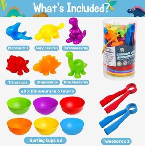 Activités d'apprentissage préscolaire, jouets éducatifs sensoriels pour la maternelle, jouets de motricité fine, jouets de comptage, dinosaures, jouets Montessori - Product Image 5