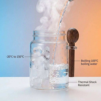 Couvercle en bois d'acacia naturel écologique résistant à la chaleur avec cuillère intégrée, compatible lave-vaisselle, hermétique pour aliments, épices, grains de café, cuisine
