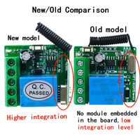 Interruptor de Control Remoto Inalámbrico RF de 1 Canal con Relé de 10A y DC12V, Transmisor con Módulo Receptor de 433mhz y Control Remoto LED
