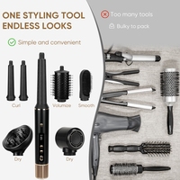 Styler capillaire ionique tout-en-un, sèche-cheveux électrique de voyage et lisseur-boucleur-diffuseur 6-en-1, brosse à air chaud pour usage hôtelier
