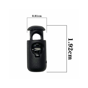 <b>Black</b> Single Hole Spring Buckle Plastic Drawcord Stopper 1.92cm For Bags Elastic Adjustment - Product Image 1