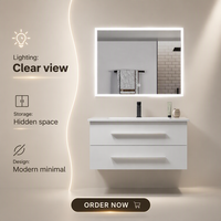Gabinete de Baño con Espejo YIDA, Moderno, con Acabado Lacado, Resistente al Agua, con Lavabo de Cerámica e Iluminación LED