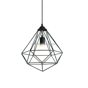 Zwarte Hanglamp Retro Ijzer Plafond Lampen Voor Thuis Decor Polygon Vorm Met E27 Houder Lichtpunt Voor Keuken IN0005