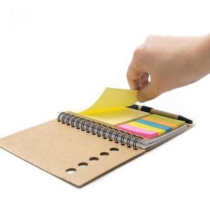 Custom Cheap A5 Promotional Kraft Notebook Bulk Blank Loose Leaf <b>Book</b> With Pen and Sticky <b>Note</b> for Memo Pads - Product Image 4