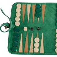 2-Spieler-Brettspiel Backgammon-Set, handgefertigtes Wildleder-Roll-Up-Backgammon-Set für Reisen