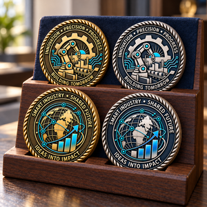 Monedas Conmemorativas Personalizadas para Fabricación Inteligente, Monedas de Reconocimiento Corporativas de Doble Cara en Oro y Plata Antiguos, OEM ODM - Product Image 1