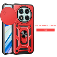 Coque pour Xiaomi Redmi Note 14/Note 14 Pro/Note 14 Pro Plus Armure Fenêtre Coulissante Anneau Métallique Support Voiture Magnétique Anneau Téléphone