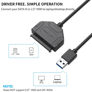 TISHRIC SATA To USB 3.0 Adapter Cable USB 3.0 To Sata 3 Converter For 2.5" HDD SSD Adapter 22 Pin Sata III Cable