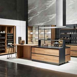 Meubles de cuisine modulaires avec comptoirs, îlot en bois mélaminé pour cuisines - Product Image 1