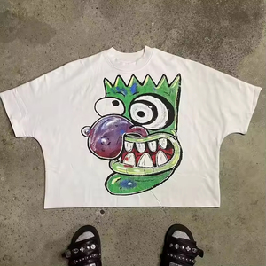Camisetas recortadas de algodón 100% para hombre, camiseta gráfica estampada Y2K, ropa de calle, ajuste extragrande de lujo de alta calidad - Product Image 3